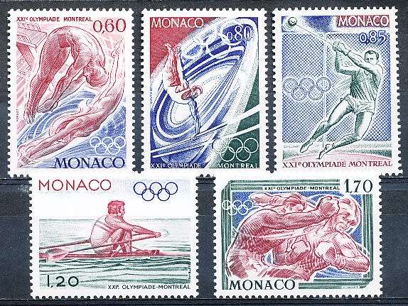 MONACO  1976   -   Olympic Games - Montreal, Canada FULL SET   - FINE  MINT