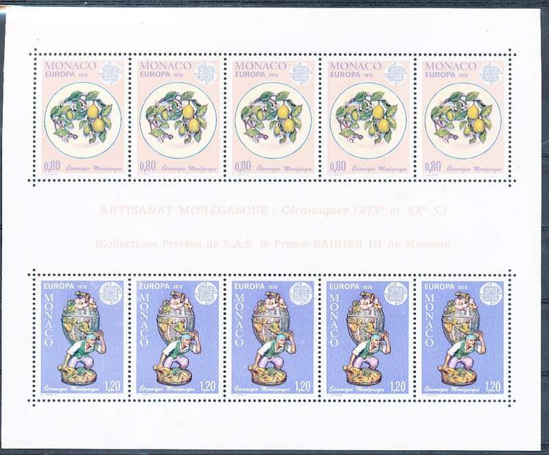 MONACO  1976   -   EUROPA Stamps - Handicrafts  MINI- SHEET    - FINE  MINT