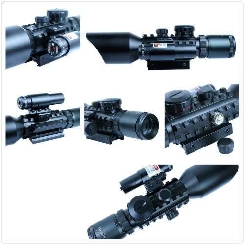 3 - 10 x 42 Rifle Scope + Laser sight Mil-Dot Rifle Scope