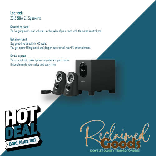 Logitech Z313 2.1 Multimedia Speaker System, Subwoofer, 50W, Strong Bass