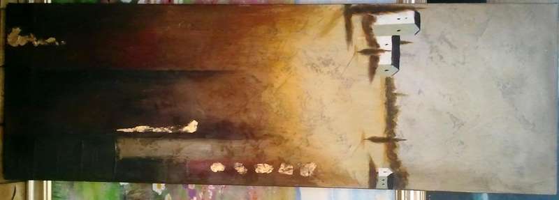 Free postage ORIGINAL OIL ON STRETCHED  CANVAS (LAND SCAPE)  WHITE HOUSES