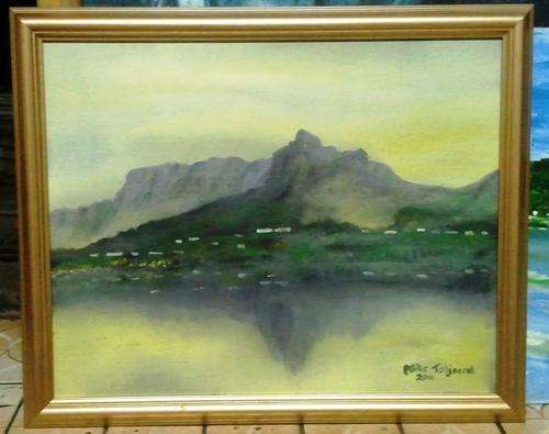 FRAMED MIKE TALJAARD ORIGINAL OIL PAINTING (1895 BLACK RIVER SCENE,LATE AFTERNOON)