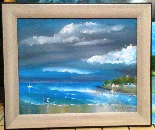 Free Postage FRAMED MIKE TALJAARD ORIGINAL OIL PAINTING (SEA SCENE)
