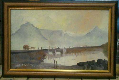 FRAMED MIKE TALJAARD ORIGINAL OIL PAINTING  (TABLE MOUNTAIN, CAPE TOWN REFLECTIONS 2)