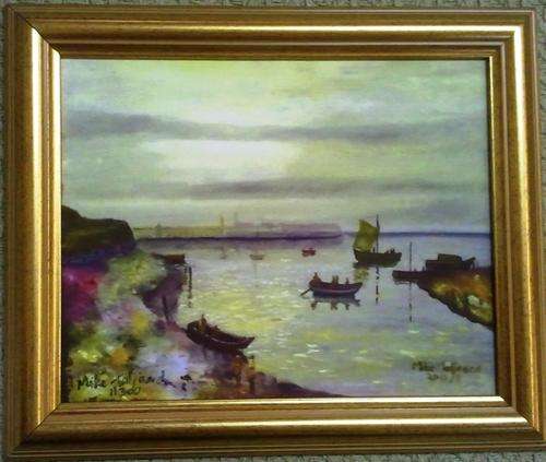 FRAMED MIKE TALJAARD LIMITED EDITION REPRODUCTION ON BOARD CANVAS (HARBOUR SCENE) AUTHENTIFICATION