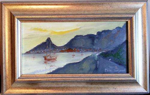 FRAMED MIKE TALJAARD ORIGINAL OIL ON BOARD CANVAS (LIONS HEAD AND BACK OF TABLE MOUNTAIN 1800)
