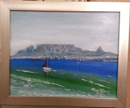Free Postage FRAMED MIKE TALJAARD ORIGINAL OIL PAINTING (TABLE MOUNTAIN 2013 )