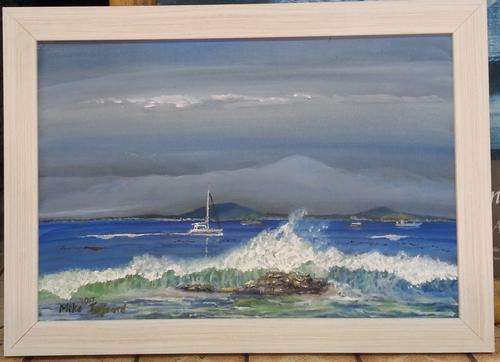 FRAMED MIKE TALJAARD ORIGINAL OIL PAINTING (BLOUBERG FROM MOUILLE POINT, CAPE TOWN