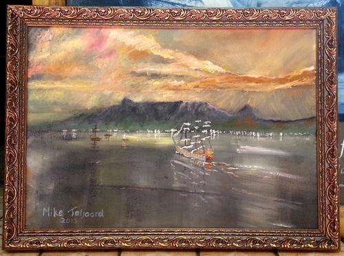 FRAMED MIKE TALJAARD ORIGINAL OIL PAINTING (TABLE MOUNTAIN  1780)