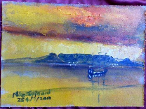 UNFRAMED MIKE TALJAARD ORIGINAL OIL PAINTING (TABLE MOUNTAIN 1820)