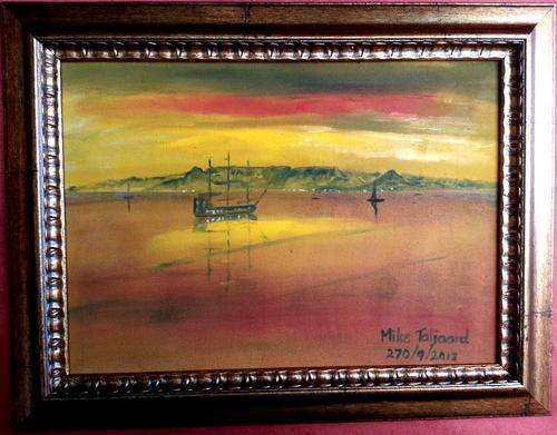 FRAMED MIKE TALJAARD ORIGINAL OIL PAINTING (TABLE MOUNTAIN 1820)