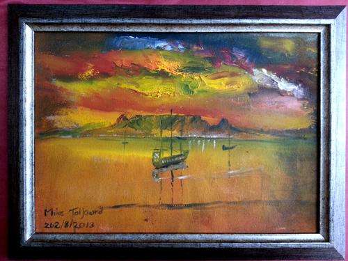 FRAMED MIKE TALJAARD ORIGINAL OIL PAINTING (TABLE MOUNTAIN 1820)