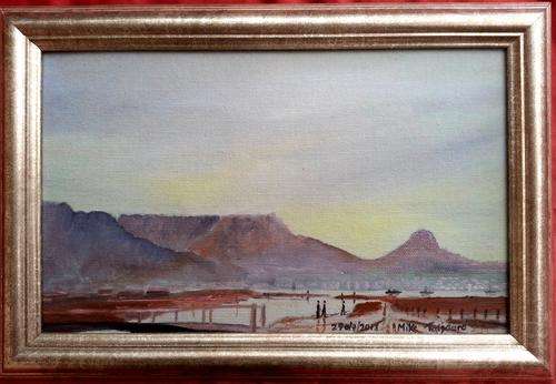FRAMED MIKE TALJAARD ORIGINAL OIL PAINTING (TABLE MOUNTAIN 1944)