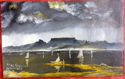 MIKE TALJAARD ORIGINAL OIL PAINTING (TABLE MOUNTAIN) UNFRAMED
