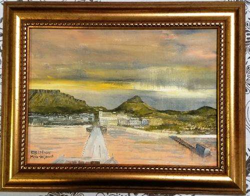 THE OLD PIER. FRAMED MIKE TALJAARD ORIGINAL OIL ON BOARD CANVAS