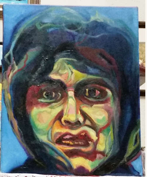 UNFRAMED ORIGINAL OIL ON CANVAS (FACE) ARTIST E. VAN ECK