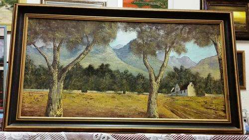 FRAMED ORIGINAL OIL, CAPE DUTCH HOME IN NATAL BY E.A. TRUTER 1974