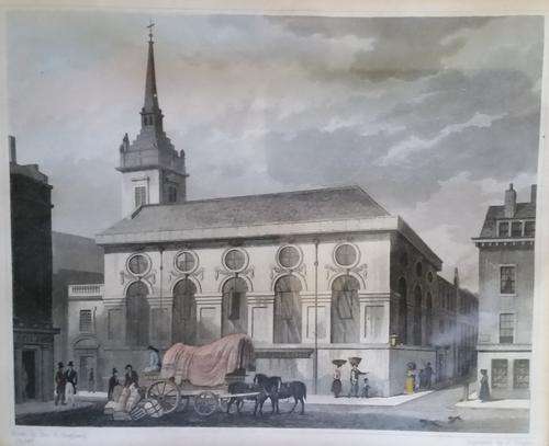FRAMED 192 year old print `ST MICHAEL QUEEN HYTHE` PRINTED IN 1831 IN LONDON