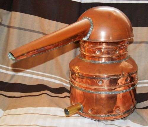 MAMPOER (WITBLITS) ANTIQUE COPPER BOILER (STIL), (STOOKKETEL)