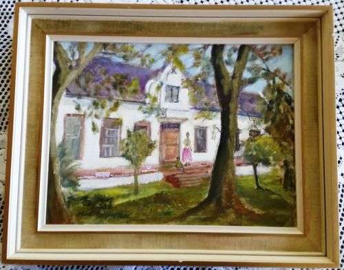 ORIGINAL OIL ON BOARD CANVAS BY MIKE TALJAARD [DUTCH FARMHOUSE IN THE AFTERNOON]