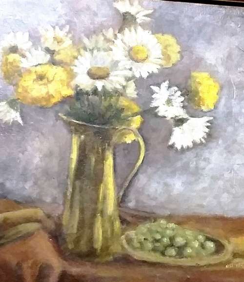 AMAZING FRAMED ORIGINAL OIL ON BOARD CANVAS PAINTING (STILL LIFE) BY JOAN KING MARKET PRICE R3000