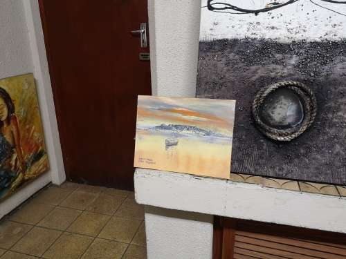 TABLE MOUNTAIN year 1755. UNFRAMED MIKE TALJAARD ORIGINAL OIL ON BOARD CANVAS