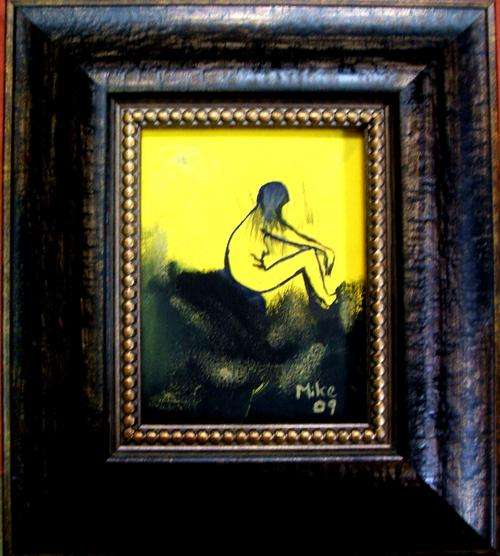 Oil on Canvas, NUDE GIRL SITTING by Mike Taljaard