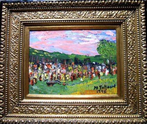 Free Postage. FRAMED OIL ON CANVAS, SQUATTER CAMP, CAPE TOWN SOUTH AFRICA  BY MIKE TALJAARD
