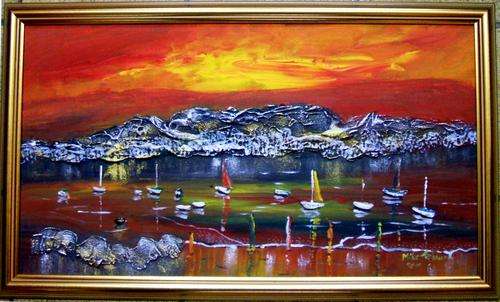 MIKE TALJAARD ORIGINAL BAROQUE TABLE MOUNTAIN PAINTING, CAPE TOWN, SOUTH AFRICA,