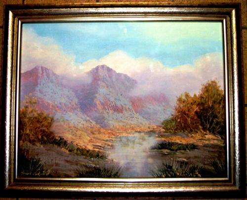 FRAMED ORIGINAL OLD OIL PAINTING, LANDSCAPE BY HENRI DU RAND, BEAUTIFUL AND A COLLECTOR'S ITEM