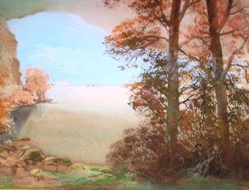 R1 START!! FRAMED ORIGINAL WATER COLOUR (WATER SCAPE) DATED 1919 DELHI ARTIST "CIRCA" (1877)