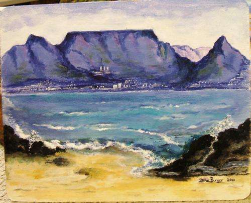 ORIGINAL ACRYLIC TABLE MOUNTAIN BY ARTIST DINA BURGER