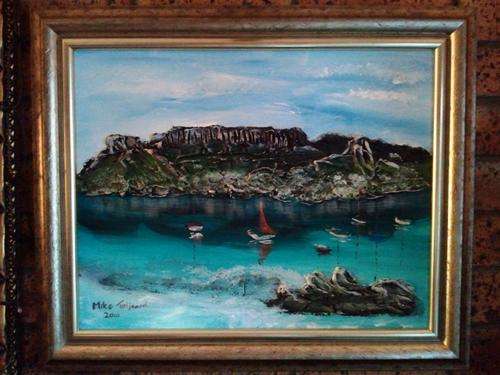 Free Postage,MIKE TALJAARD ORIGINAL (large) - TABLE MOUNTAIN, CAPE TOWN, SOUTH AFRICA, (T31) MID DAY