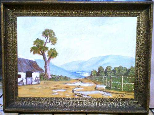 FRAMED ORIGINAL OIL ON CANVAS BOARD (FARMHOUSE AFTER RAIN) SIGNED BY ARTIST