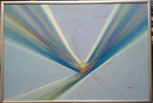 FRAMED ORIGINAL OIL ON CANVAS BOARD (ABSTRACT ART) SIGNED BY ARTIST