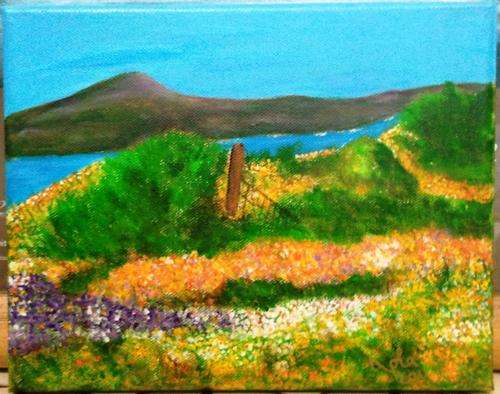 UNFRAMED ORIGINAL PAINTING ON STRETCHED CANVAS (WEST COAST FLOWER) SIGNED BY ARTIST NOLA PRETORIUS