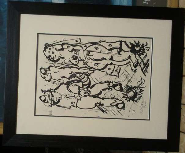 FRAMED FRANS CLAERHOUT, "NUDE STROLLING ON WEDDING DAY"  WAS PART OF ARTIST PORTFOLIO SIGNED AGAIN