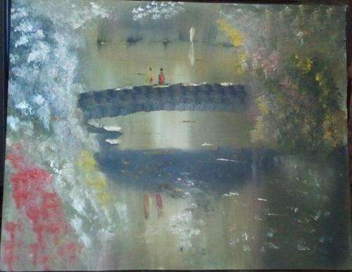 MIKE TALJAARD ORIGINAL OIL PAINTING ON BOARD CANVAS (LOVER'S BRIDGE 4)