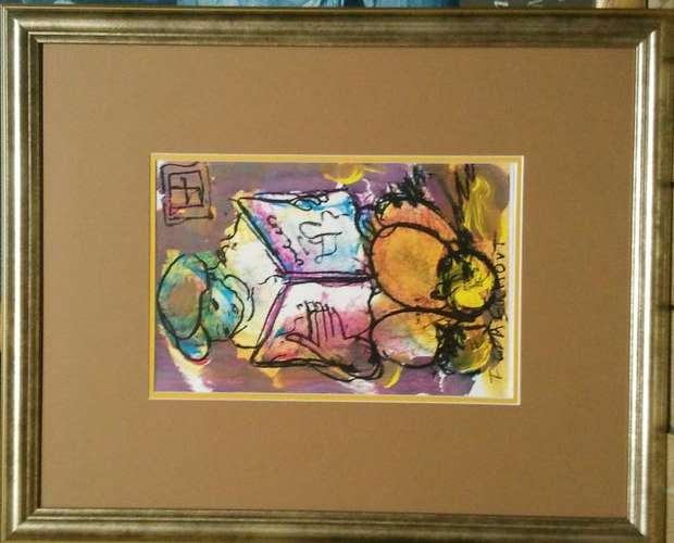 FRAMED FRANS CLAERHOUT REPRODUCTION/ PRINT, "READING"