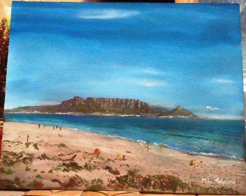 MIKE TALJAARD ORIGINAL OIL PAINTING ON BOARD CANVAS (BLOUBERG BEACH, CAPE TOWN 4)