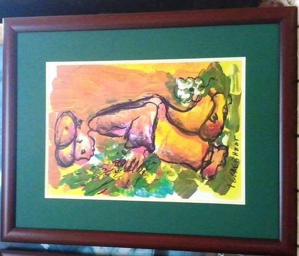 FRAMED FRANS CLAERHOUT PRINT, "JOLLY HAPPY"