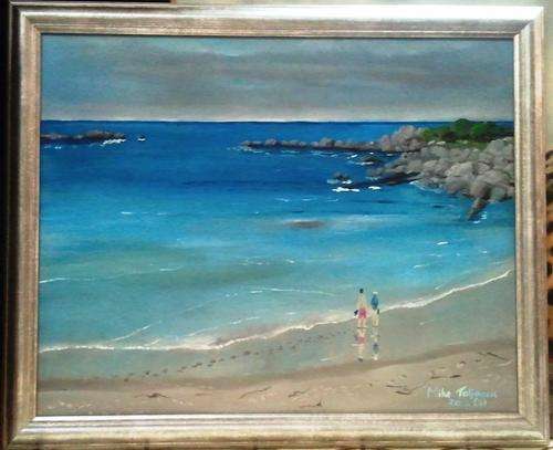 FRAMED MIKE TALJAARD ORIGINAL OIL PAINTING ON BOARD CANVAS (STEP BY STEP ON FALSE BAY )