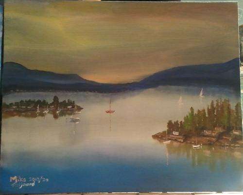 MIKE TALJAARD ORIGINAL OIL PAINTING ON BOARD CANVAS (SUNRISE REFLECTIONS ON A STILL MORNING )