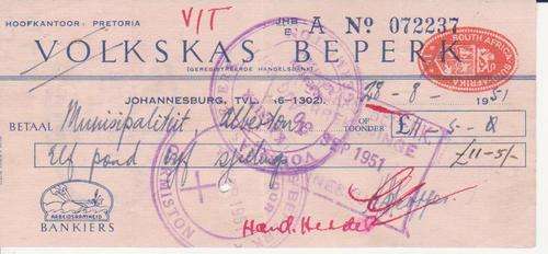 VOLKSKAS BEPERK TJEK - "APARTHEIDS ERA"