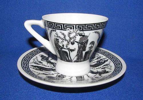 Vintage Espresso Cup & Saucer Made In Greece By N. Leontaritis
