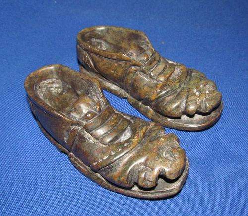 Pair Of Hand Crafted Soapstone Boots