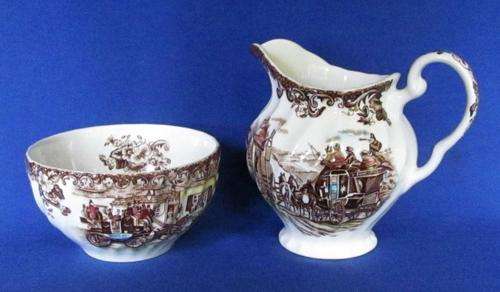 Johnson Bros. Brown Multi Colour "Coaching Scenes" Milk And Sugar - For Eben Onlly