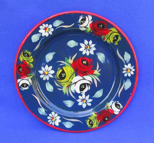 Floral Hand Painted Enamelled Display/Rack Plate