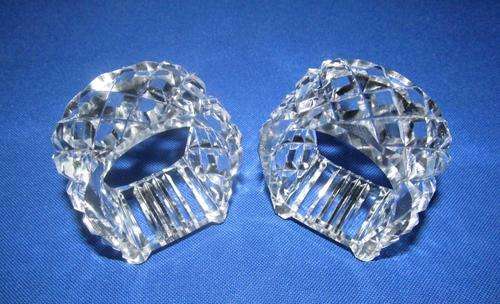 Two Crystal Cut Glass Napkin/Serviette Rings