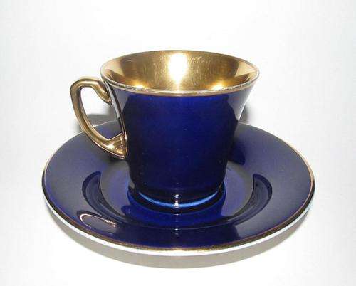 Crown Devon Fielding's Cobalt Blue And Gilt Demitasse Duo